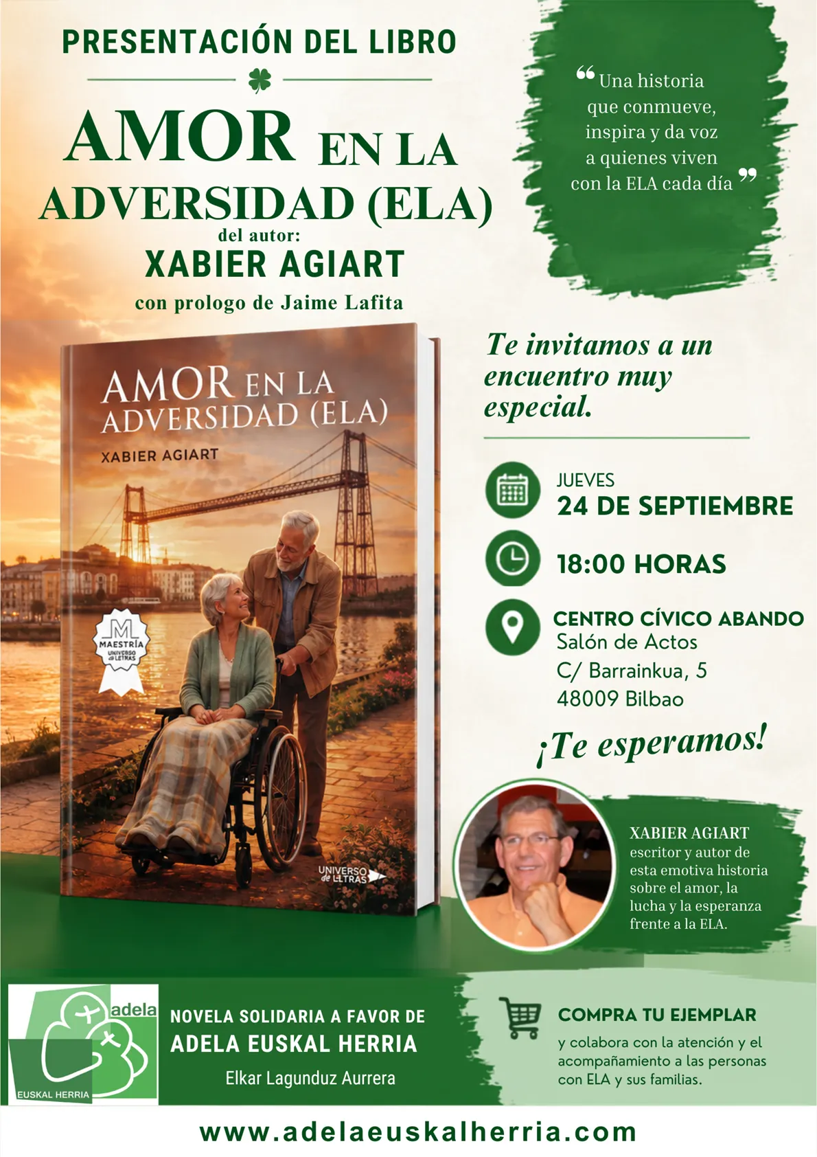 PRESENTACIÓN DEL LIBRO: Amor en la adversidad (ELA) de Xabier Agiart